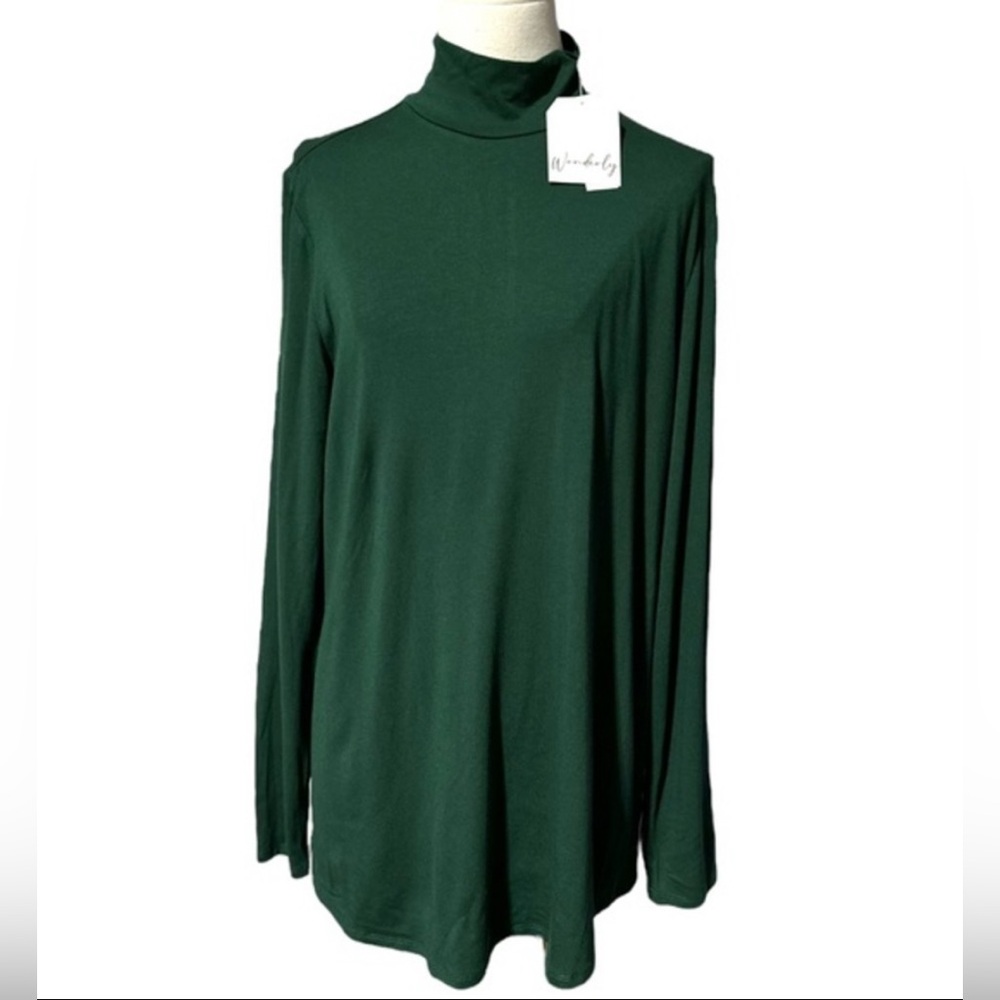 Wonderly Green Women's‎ Long Sleeve Julianna Crepe Turtleneck Top size L (1805)